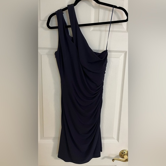 Max and Cleo Navy One Shoulder Dress Size 4 - Picture 2 of 3